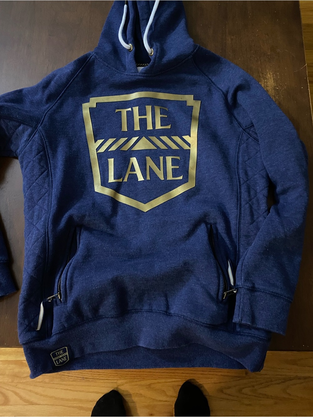 Women’s Navy Hoodie with Gold Logo The Lane